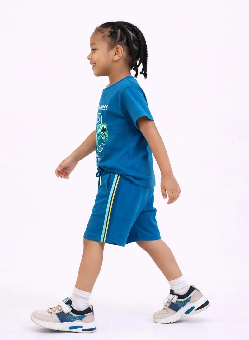 Victor And Jane  Boys JR Athletics Printed T-Shirt & Navy Shorts Set for Men | Best Price UAE